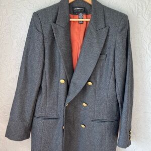 Liz Claiborne y2k Gray wool Blazer with Gold Buttons retro XL size 14 oversized